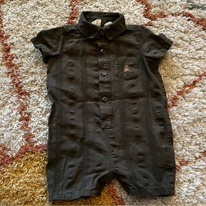 Baby GAP boys collared green button up romper - 3-6 months